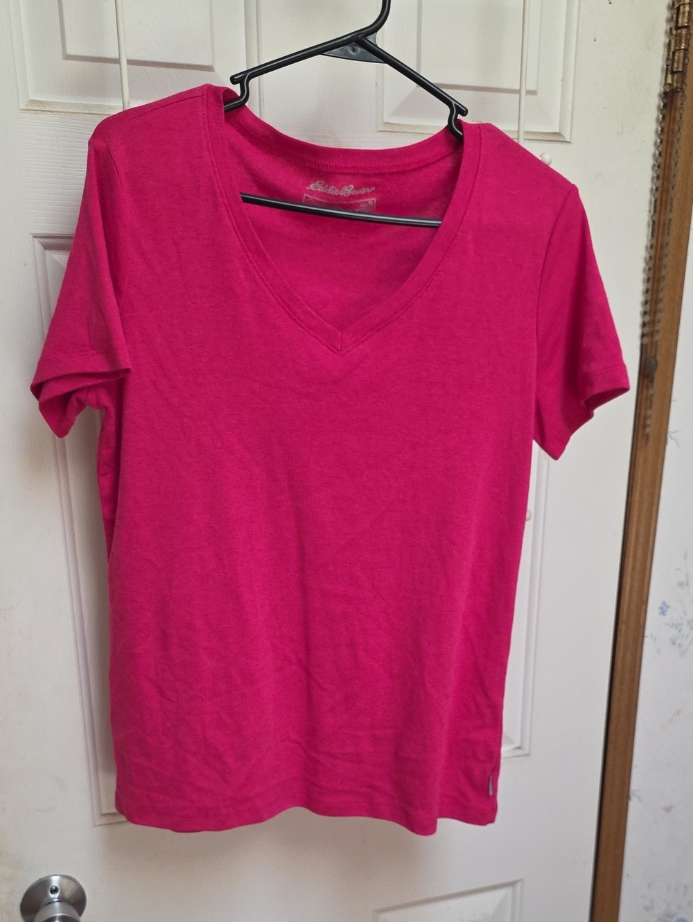 Eddie Bauer Women's V-Neck Tee in Bright Pink